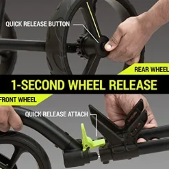 WishboneOne Golf Cart Push Carts – Swivel Front Wheel, 1-Step Folding, Aircraft Grade Frame | Lightweight Lime