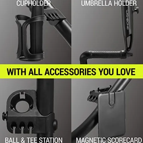 WishboneOne Golf Cart Push Carts – Swivel Front Wheel, 1-Step Folding, Aircraft Grade Frame | Lightweight Lime