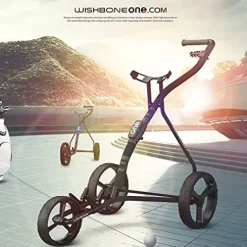 WishboneOne Golf Trolley Push-Pull Cart Megalite 3 Wheel Black