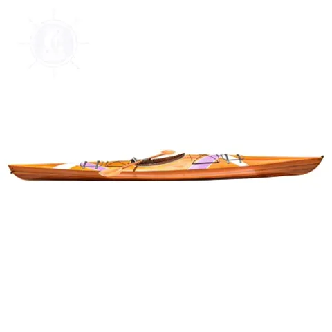 Wooden Boat USA Wooden Kayak with 2 Stripes 15-Feet Natural Wood
