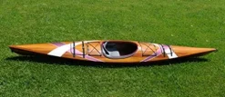 Wooden Boat USA Wooden Kayak with 2 Stripes 15-Feet Natural Wood