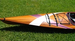 Wooden Boat USA Wooden Kayak with 2 Stripes 15-Feet Natural Wood