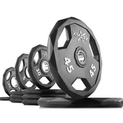 XMark BLACK DIAMOND Olympic Barbell 155 lb Set Weight Plates With The CROWBAR 7′ Olympic Bar 20) BAR and 155 lb Set