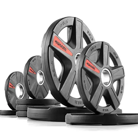 XMark Olympic Curl Bar with Weights 95 lb Set TEXAS STAR Plates – 02) BAR and 95 lb Set