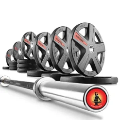 XMark Olympic Weight Set | 275 lb TEXAS STAR Rubber-Coated Bar & Weights