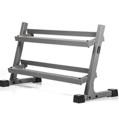 XMark Two Tier Heavy Duty Steel Dumbbell Rack with 380 lb Set, Bench
