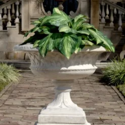 XoticBrands 50″ Luxury Architectural Accent Piece Home Garden Urn White