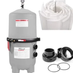XtremepowerUS De Pool Filter In Ground Pool 120 GPM DE Filter Swimming Pool Filter 62 Sq Ft Gray