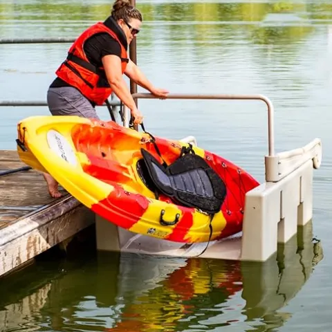 YAKport Kayak Launch Station for High-Profile Floating Docks Tan