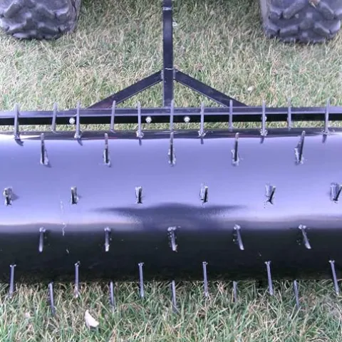 Yard Tuff 48 Inch Wide Drum Spike Aerator with Pin Style Hitch Black