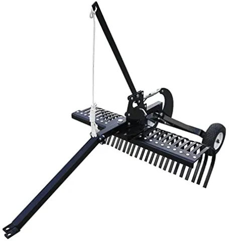 Yard Tuff Landscape Lawn Rake Attachment with Heat Treated Tines for UTVs, ATVs & Utility Tractors Black
