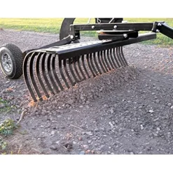 Yard Tuff Landscape Lawn Rake Attachment with Heat Treated Tines for UTVs, ATVs & Utility Tractors Black