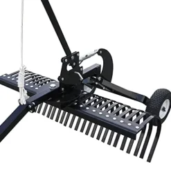 Yard Tuff Landscape Lawn Rake Attachment with Heat Treated Tines for UTVs, ATVs & Utility Tractors Black