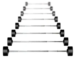 York Barbell 26138 Rubber Fixed Pro Straight Barbell Set