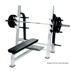 York Barbell 54041 St Olympic Flat Bench with Gun Racks White