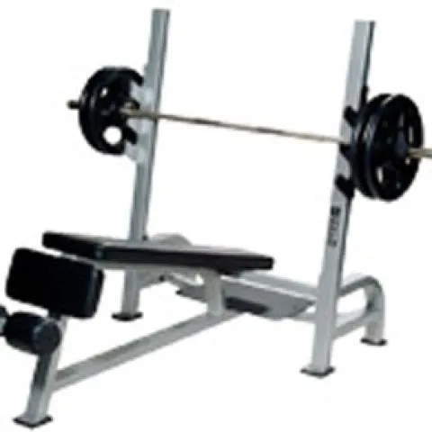 York Barbell ST Olympic Decline Bench with Gun Racks Silver