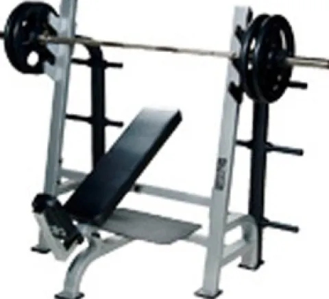 York Barbell STS Olympic Incline Bench with Gun Racks Silver