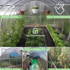 YourGreenHouses Polycarbonate Greenhouse Tunnel Clear 10×26 FT