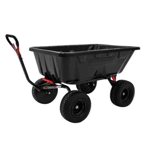 Yutrax Towable Poly Cart WW16P, 16 cu. ft. Capacity, Easy Dump, Black