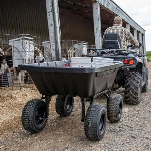 Yutrax Towable Poly Cart WW16P, 16 cu. ft. Capacity, Easy Dump, Black