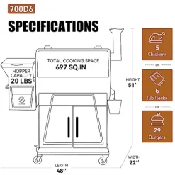 Z GRILLS Pellet Grill Smoker with PID 2.0 Controller, LCD Screen, 2 Meat Probes, 697 sq in Cooking Area, Huge Storage Cabinet, Rain Cover Bronze