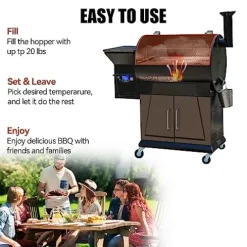 Z GRILLS Pellet Grill Smoker with PID 2.0 Controller, LCD Screen, 2 Meat Probes, 697 sq in Cooking Area, Huge Storage Cabinet, Rain Cover Bronze