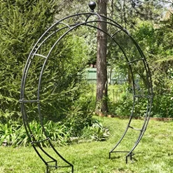 Zaer Ltd. Large Elegant Round Garden Arch Moon Gate Black