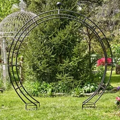 Zaer Ltd. Large Elegant Round Garden Arch Moon Gate Black