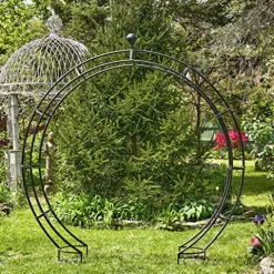 Zaer Ltd. Large Elegant Round Garden Arch Moon Gate Black