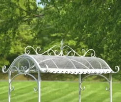 Zaer Ltd. Large Metal Commercial Flower Cart Display with Roof Antique White