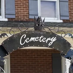 Zaer Ltd. Large Metal Halloween Archway Arbor with Pumpkins and Ghosts