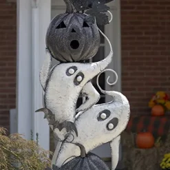 Zaer Ltd. Large Metal Halloween Archway Arbor with Pumpkins and Ghosts