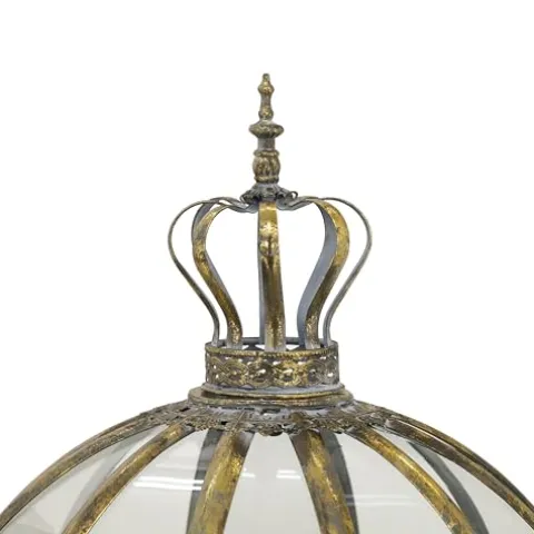 Zaer Ltd. Set of 3 Glass Dome Terrariums with Iron Stands Frosted Gold