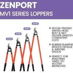 Zenport MV175 Professional Orchard and Landscape Tree Lopper 30-Inch Box of 12 Orange