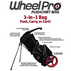 Zero Friction Wheel Pro Push Cart & Stand Bag Black
