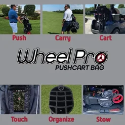 Zero Friction Wheel Pro Push Cart & Stand Bag Navy