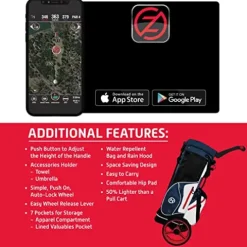 Zero Friction Wheel Pro Push Cart & Stand Bag Navy