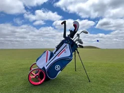 Zero Friction Wheel Pro Push Cart & Stand Bag Navy