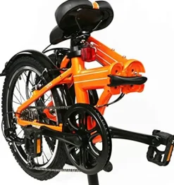 ZiZZO Via 20″ Folding Bike Lightweight Aluminum Frame Shimano 7-Speed Metallic Orange