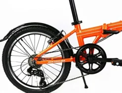 ZiZZO Via 20″ Folding Bike Lightweight Aluminum Frame Shimano 7-Speed Metallic Orange
