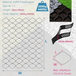 ZoyrA 6x10m Geogrid for Road and Garden Edging H-10cm